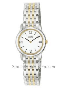 Ladies' Stiletto Eco-Drive Bracelet White Dial - Silver and Gold Tone