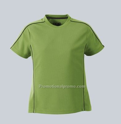 Ladies 100% polyester Diced Knit Mock Neck T-Shirt