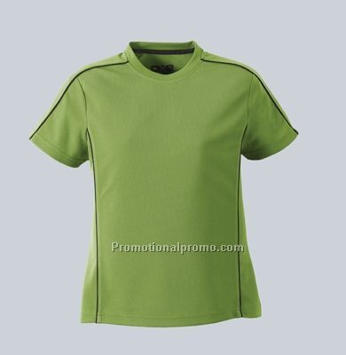 Ladies 100% polyester Diced Knit Mock Neck T-Shirt