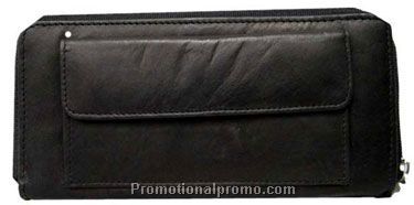 Ladies 2-section Zippered Wallet  / chequemate / Stonewash Cowhide