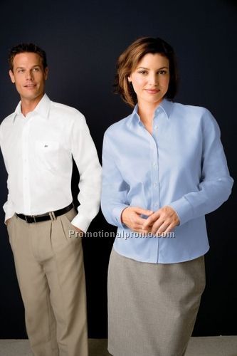 Ladies Point Collar Blue Banker's Stripe