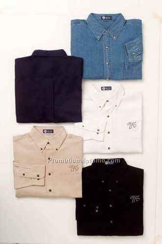 MEN37459 EXECUTIVE TWILL WOVEN SHIRT WITH BUTTON DOWN COLLAR