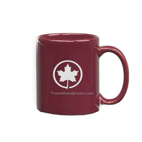 Maroon C-Handle mug with Deep etch