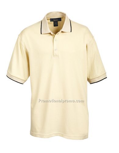 Mens Vertical Strip Poly/Cotton Golf Shirt