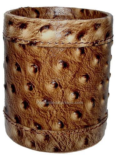 Pen Canister / Ostrich Embossed Cowhide / Tan