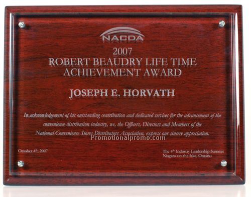 Piano Wood Award Plaque with Acrylic, Laser Imprint