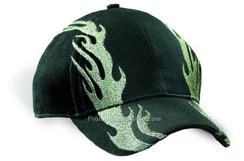 Semi-Low Fit, Micromesh Band with Embroidered Flames & Heavyweight Brushed Cotton Twill Side Panels