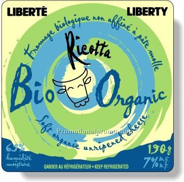 Stock Shape Fluorescent Green Roll Labels - Square with round corners