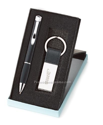 Tenor Ballpoint & Leatherette Key Ring Set - Colorplay
