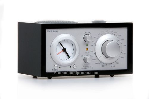 The Model Three Analog Clock Radio - High Gloss Lacquer Finish - Piano Black/Silver