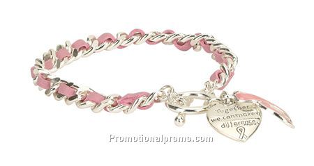 Together We Can Make a Difference Pink Ribbon Bracelet