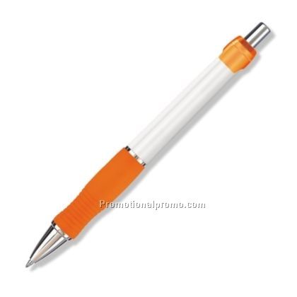 White Barrel/Orange Grip & Clip Gel Pen