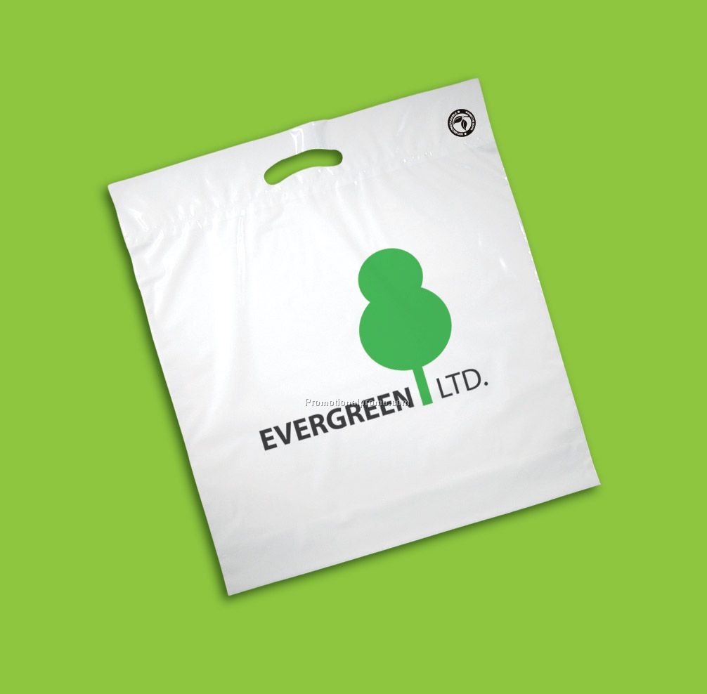 White Plastic Biodegradable Bags -Fold Over Die Cut