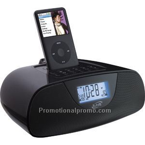iLive - Dual Alarm Projection Clock Radio wtih Dock for ipod