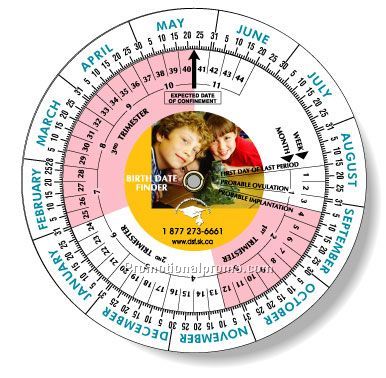 .015 Custom Imprinted White Gloss Vinyl Plastic Wheel Calculator / Birth Date Finder
