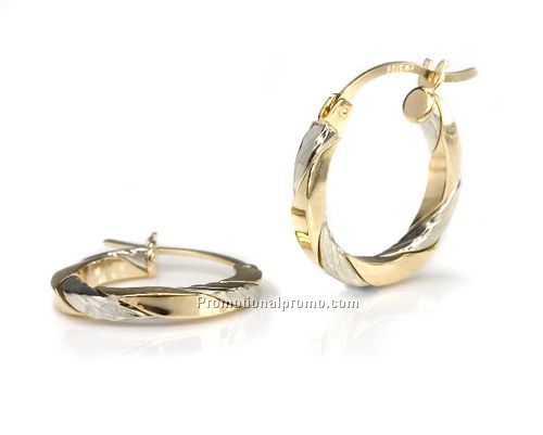 14k classic yellow gold hoop earrings with a twist