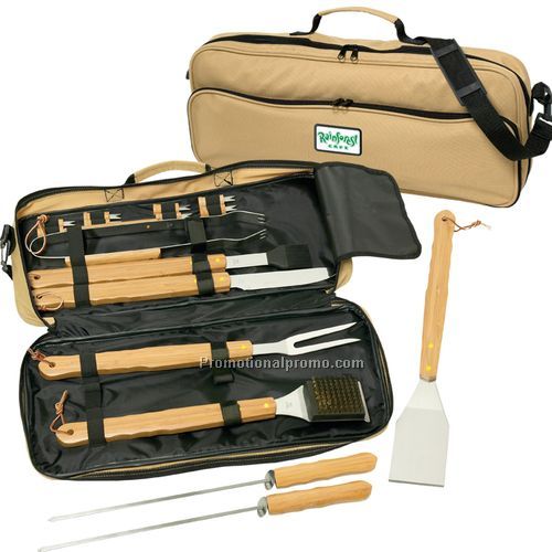 18 Piece Bamboo BBQ Set