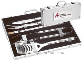 5 Pieces bbq tool set in silver case
