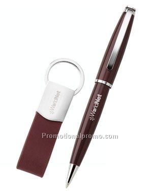 Autumn Ballpoint & Leather Key Ring Set - Terra