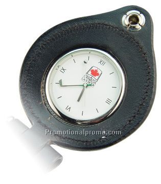 Badge style leather pocket watch