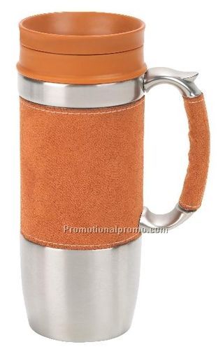Boardroom Travel Mug,Stainless Steel and Faux Suede Pumpkin, 16oz