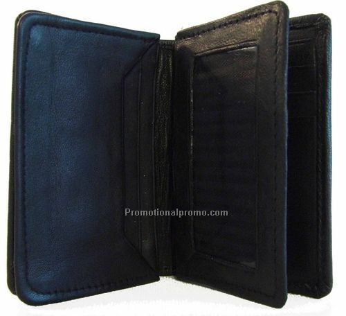 Business Card Holder / Centre Section / 2 I.D. Pockets / Lambskin Napa / Black