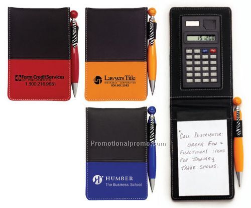 Calculator, pen and pad set