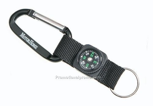 Carabiner with Key Ring - Black