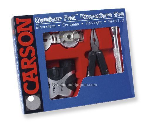 Carson OutdoorPak 8x21 Binocular, Compass, Flashlight, MultiTool