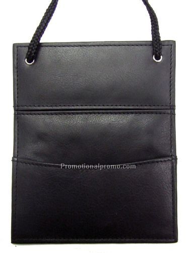 Conference LANYARD / Safe Neck Pouch / Stone Wash Cowhide / Black