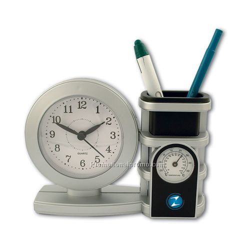 Desk Clock, Pen Holder & Thermometer