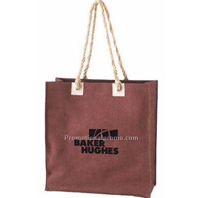 Eco-Friendly Tote with Rope Handle - Brown/Printed