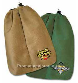 Faux suede shoe bag embroidered