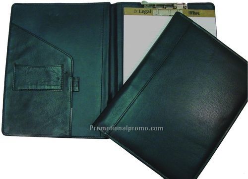 File Folder with CLIP / includes Letter Sized Note pad : 8.5X11 inches / Stone Wash Cowhide / Black
