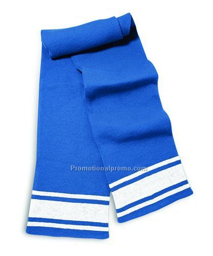 Fine Knit Scarf with Three Contrasting Stripes