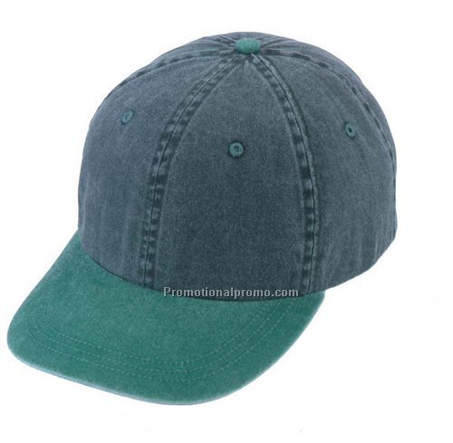 Garment Washed Pigment Dyed Cotton Twill Cap, Cloth Strap