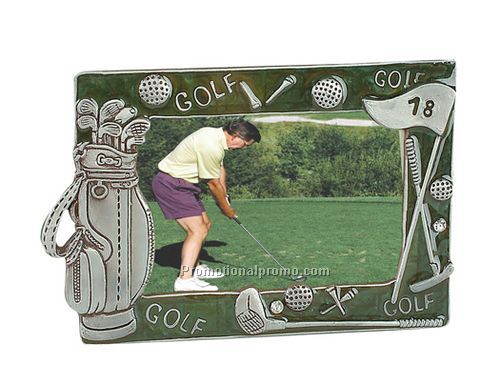Golf memorabilia enamel & pewter frame