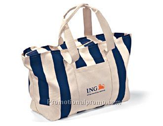 Large Striped Canvas Tote