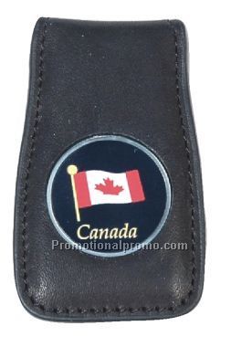 Leather Money Clip 38432Black