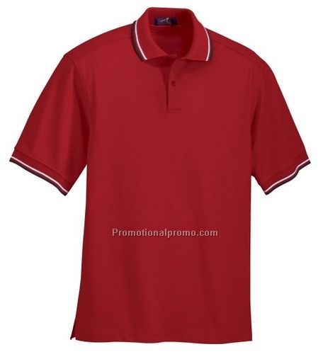 MEN37459 COTTON STRIPE COLLAR PIQUE POLO