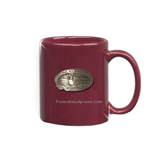 Maroon C-Handle mug with Deep etch