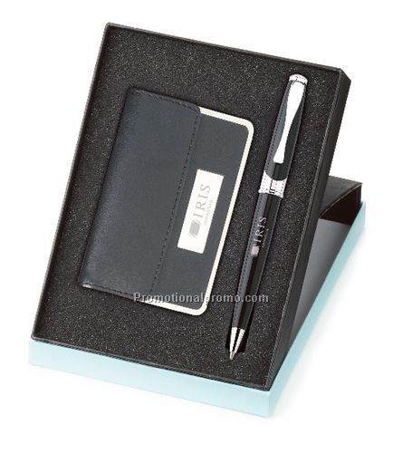 Maxine Ballpoint & Leather Card Case Set - Colorplay or Chocolate