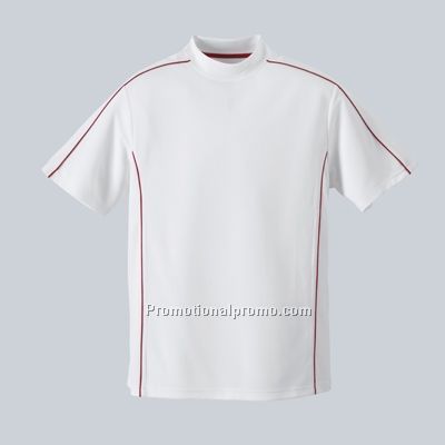 Mens 100% polyester Diced Knit Mock Neck T-Shirt