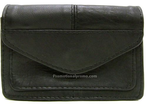 Micro-Belt Bag with 3 sections, Top flap & 1 BELT LOOP / Stone Wash Cowhide / Black