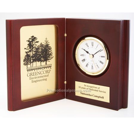 POSTERITY MATTE FINISH ROSEWOOD BOOK CLOCK