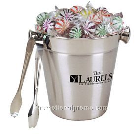 STAINLESS ICE BUCKET WITH TONGS