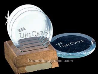 Set of 4 coaster with wooden base and gift box