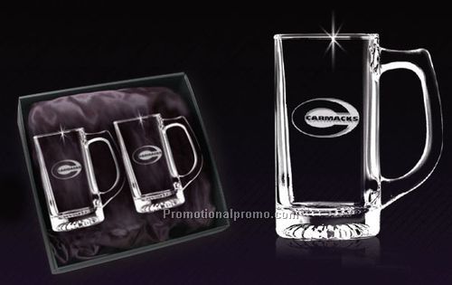 Set of beer mugs in bellagio box - Deep Etched