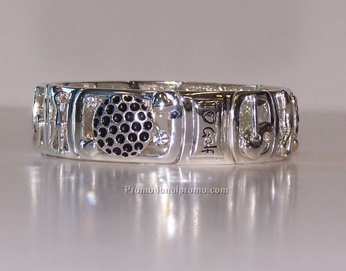 Silver tone stretch golfer's bracelet - I love golf - with crystals - lead free!