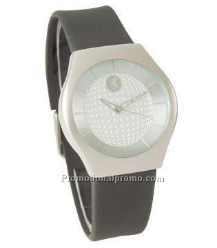 Unisex golfer's watch with custom metal pin at 12 o'clock